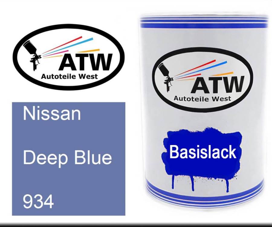 Nissan, Deep Blue, 934: 500ml Lackdose, von ATW Autoteile West.